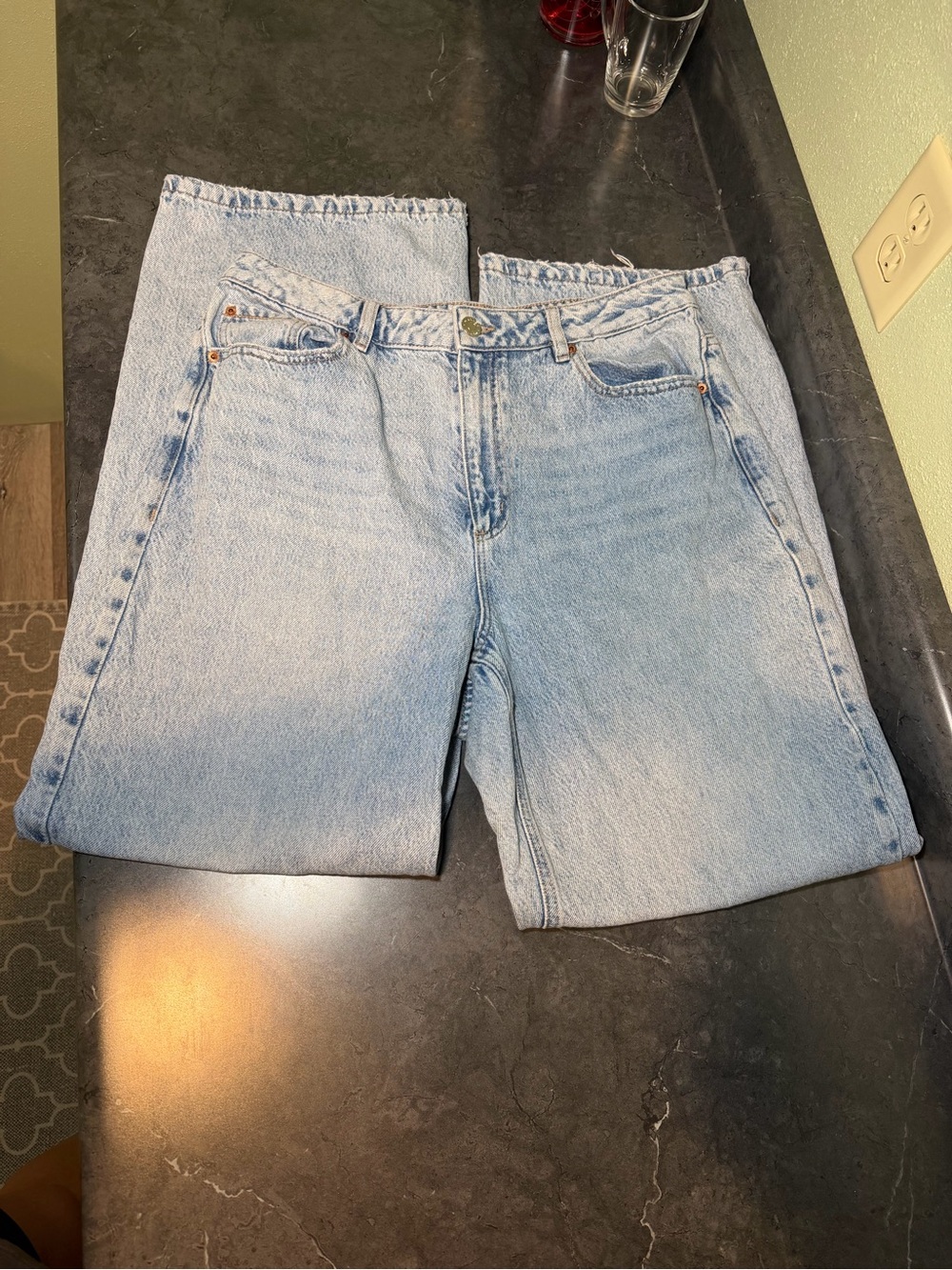 Garage Denim Street Wide Leg Jeans Size 13/31; light washed; distressed; baggy